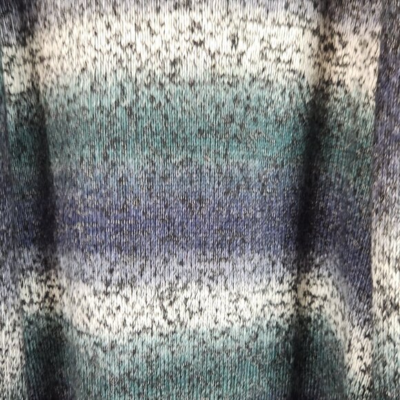 Earthbound Trading Variegated Open Cardigan Hoodie Black Teal Gray L - Picture 4 of 6